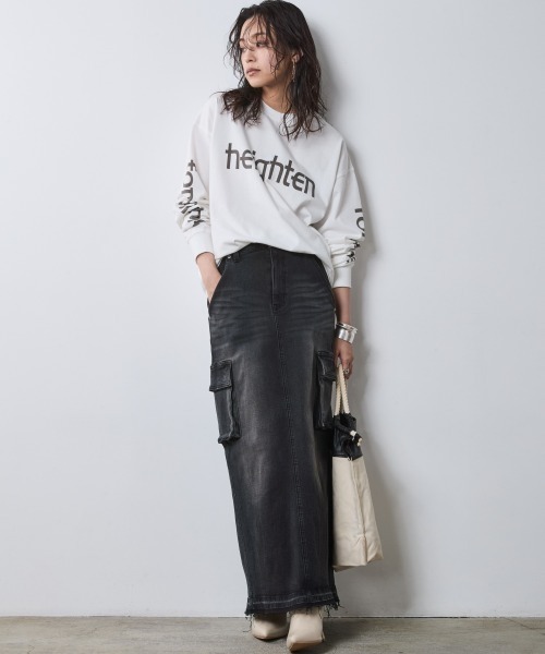 CHIC STYLE（シックスタイル）の「綿100％ロゴプリントロングスリーブTシャツ＜大きいサイズ有＞シックスタイル（Tシャツ/カットソー・レディース・オフホワイト/スミクロ・3L/LL/L/M/5L/4L）」の22枚目の写真