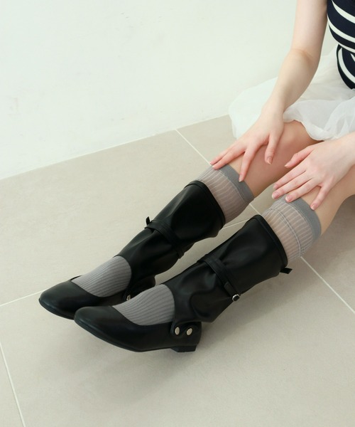 mic by Olu.(ミックバイオルドット)の「< ZOZOTOWN限定 >フラットベルトブーツ(ブーツ・レディース・ブラック/ブラウン・MEDIUM/SMALL)」の1枚目の写真