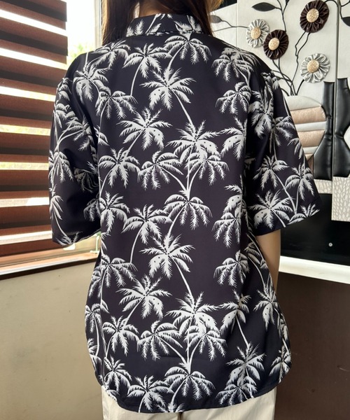 セール】パームモノトーン アロハシャツ 夏服（シャツ/ブラウス