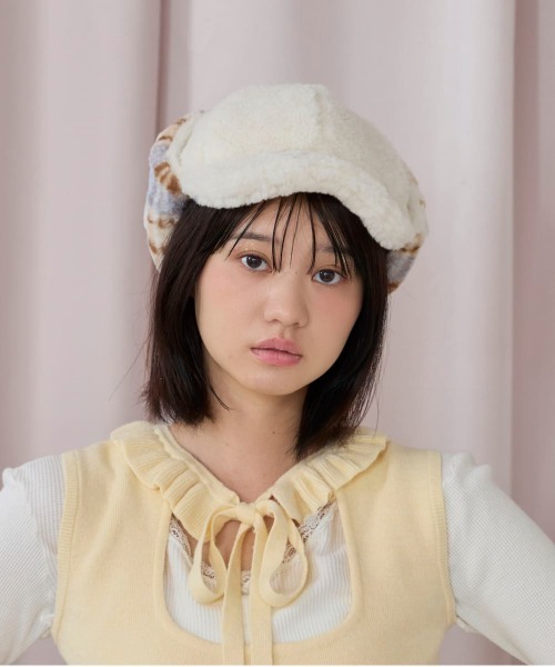 kaorinomori（カオリノモリ）の「kaorinomori ルネキャップ ジジ / カオリノモリ（キャップ・レディース・ホワイト/ピンク/ブラック・M/57.5cm）」の2枚目の写真