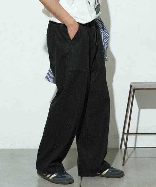 CIAOPANIC TYPY（チャオパニックティピー）の「ウォッシュドベイカーワイドデニムパンツ/セットアップアイテムあり（デニムパンツ・メンズ・ブルー/ベージュ/ブラック・MEDIUM/LARGE）」の7枚目の写真