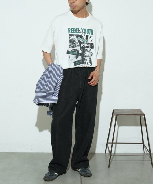 CIAOPANIC TYPY（チャオパニックティピー）の「ウォッシュドベイカーワイドデニムパンツ/セットアップアイテムあり（デニムパンツ・メンズ・ブルー/ベージュ/ブラック・MEDIUM/LARGE）」の9枚目の写真