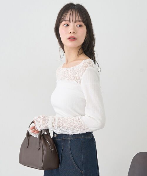 earth music&ecology（アースミュージックアンドエコロジー）の「レース×アイレットプルオ－バー（Tシャツ/カットソー・レディース・その他14/ブラック/オフホワイト・FREE）」の10枚目の写真