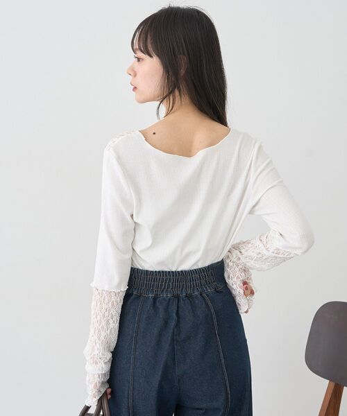 earth music&ecology（アースミュージックアンドエコロジー）の「レース×アイレットプルオ－バー（Tシャツ/カットソー・レディース・その他14/ブラック/オフホワイト・FREE）」の11枚目の写真