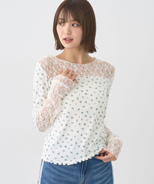 earth music&ecology（アースミュージックアンドエコロジー）の「レース×アイレットプルオ－バー（Tシャツ/カットソー・レディース・その他14/ブラック/オフホワイト・FREE）」の21枚目の写真