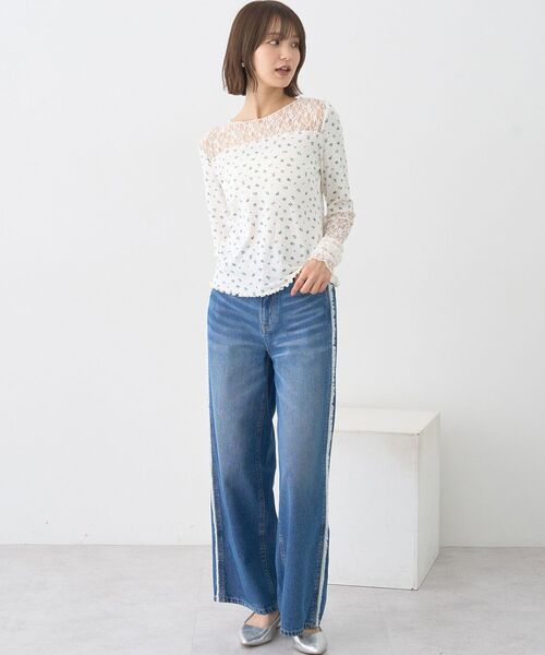 earth music&ecology（アースミュージックアンドエコロジー）の「レース×アイレットプルオ－バー（Tシャツ/カットソー・レディース・その他14/ブラック/オフホワイト・FREE）」の22枚目の写真