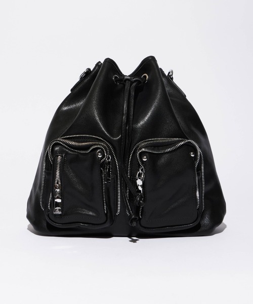 Chick（チック）の「Stud Design Pocket Backpack/スタッズデザインポケットバックパック（バックパック/リュック・レディース・ホワイト/ブラック・FREE）」の9枚目の写真