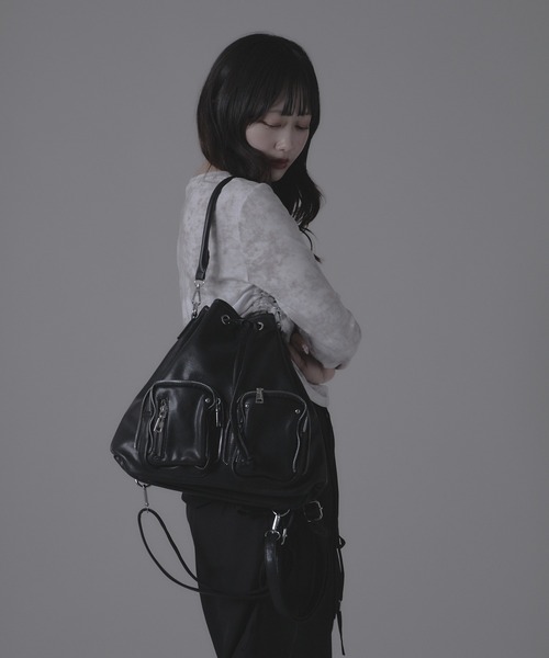 セール】Stud Design Pocket Backpack/スタッズデザインポケットバック