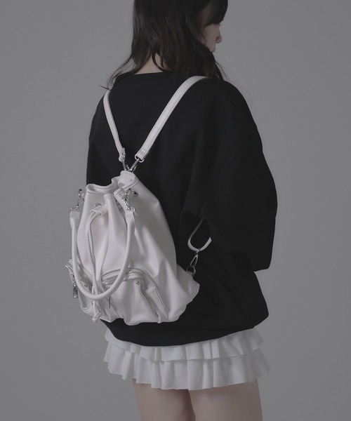 Chick（チック）の「Stud Design Pocket Backpack/スタッズデザインポケットバックパック（バックパック/リュック・レディース・ホワイト/ブラック・FREE）」の22枚目の写真