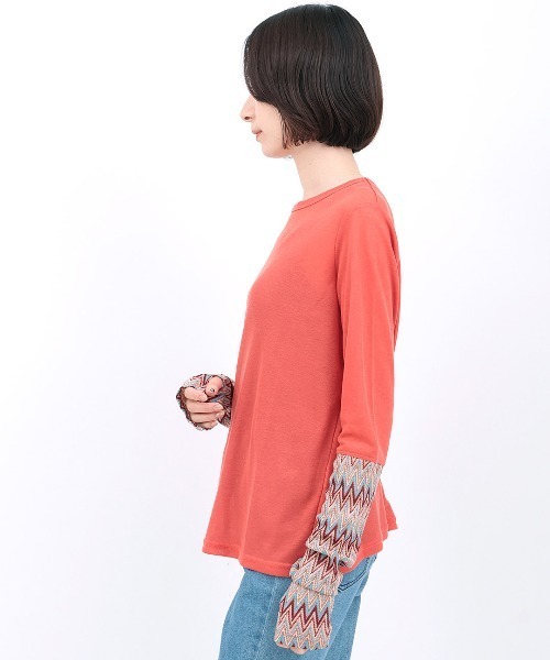 チチカカ(チチカカ)の「クシュクシュスリーブシアーTシャツ(Tシャツ/カットソー・レディース・オレンジ/ブラック/ライトベージュ・FREE)」の10枚目の写真