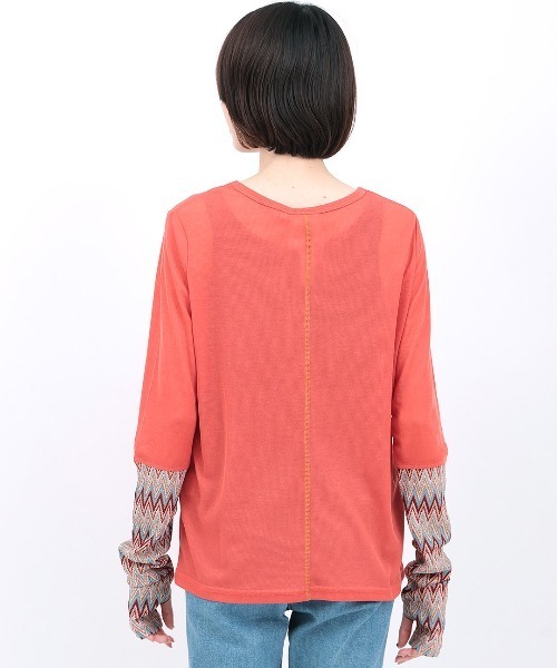 チチカカ(チチカカ)の「クシュクシュスリーブシアーTシャツ(Tシャツ/カットソー・レディース・オレンジ/ブラック/ライトベージュ・FREE)」の11枚目の写真