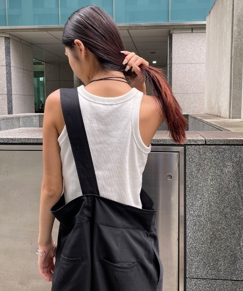 AIC.（エーアイシー）の「【再入荷】パッド付きカットリブショートアメスリタンクトップ（タンクトップ・レディース・オフホワイト/チャコールグレー/ブラック・FREE）」の12枚目の写真