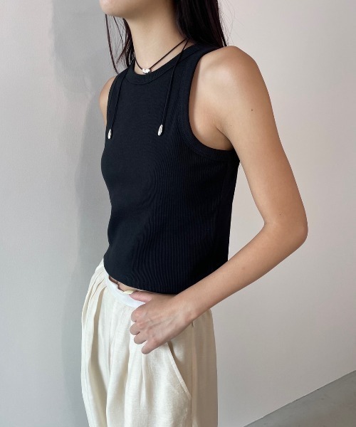 AIC.（エーアイシー）の「【再入荷】パッド付きカットリブショートアメスリタンクトップ（タンクトップ・レディース・オフホワイト/チャコールグレー/ブラック・FREE）」の22枚目の写真