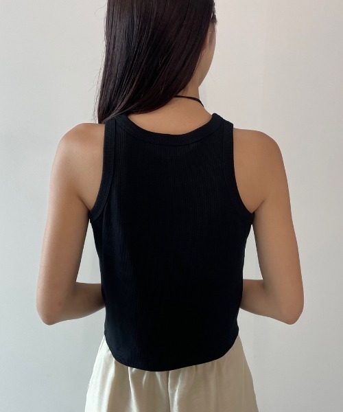 AIC.（エーアイシー）の「【再入荷】パッド付きカットリブショートアメスリタンクトップ（タンクトップ・レディース・オフホワイト/チャコールグレー/ブラック・FREE）」の19枚目の写真