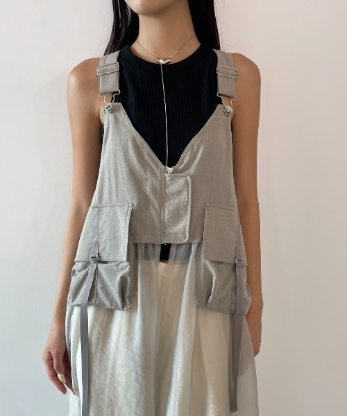 AIC.（エーアイシー）の「【再入荷】パッド付きカットリブショートアメスリタンクトップ（タンクトップ・レディース・オフホワイト/チャコールグレー/ブラック・FREE）」の20枚目の写真