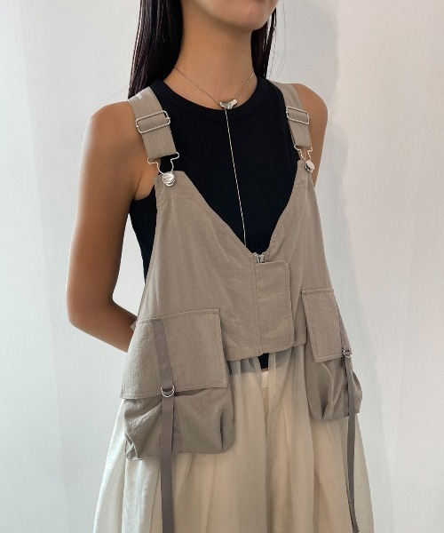AIC.（エーアイシー）の「【再入荷】パッド付きカットリブショートアメスリタンクトップ（タンクトップ・レディース・オフホワイト/チャコールグレー/ブラック・FREE）」の22枚目の写真