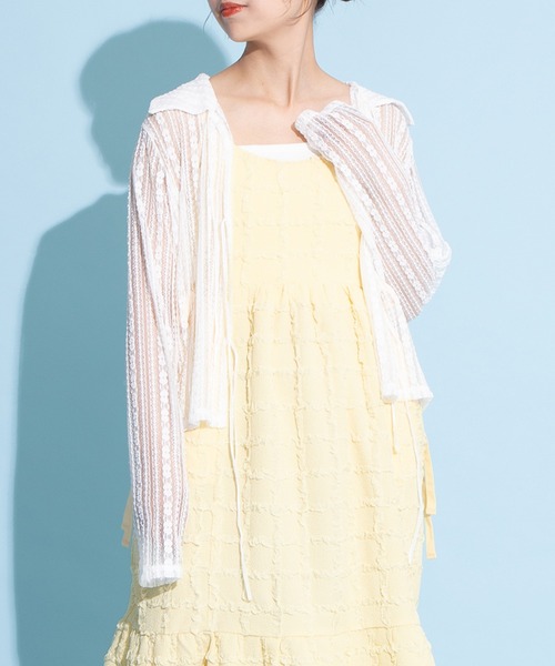 PUNYUS（プニュズ）の「フロントリボンレースシャツ（シャツ/ブラウス・レディース・ブラック/ホワイト・1/2/3/4）」の6枚目の写真