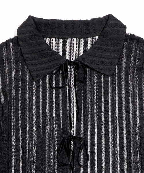 PUNYUS（プニュズ）の「フロントリボンレースシャツ（シャツ/ブラウス・レディース・ブラック/ホワイト・1/2/3/4）」の12枚目の写真