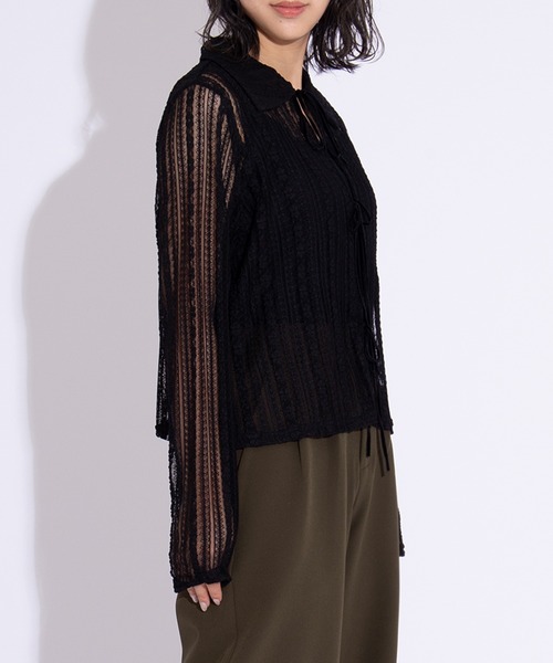 PUNYUS（プニュズ）の「フロントリボンレースシャツ（シャツ/ブラウス・レディース・ブラック/ホワイト・1/2/3/4）」の22枚目の写真