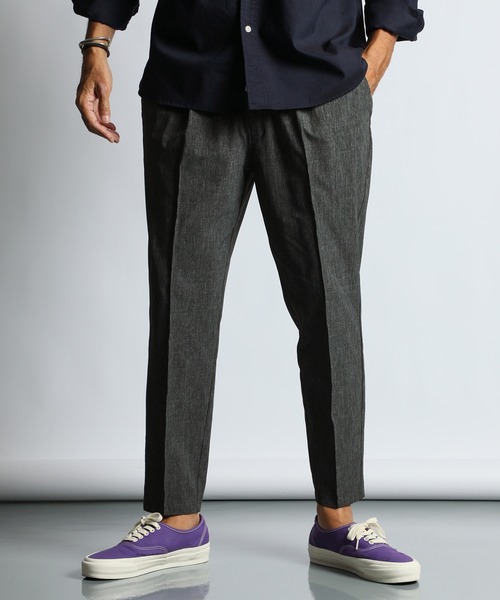 The DUFFER of ST.GEORGE(ザダファーオブセントジョージ)の「SETUP DOT MESH SLACKS:ドットメッシュ調 セットアップスラックス(スラックス・メンズ・ネイビー/チャコールグレー・SMALL/X-LARGE/LARGE/MEDIUM)」の2枚目の写真