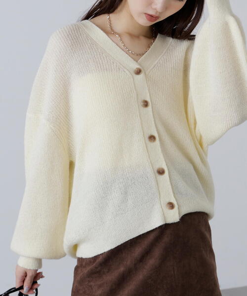 セール】◇5GモヘアタッチVネックカーディガン（カーディガン