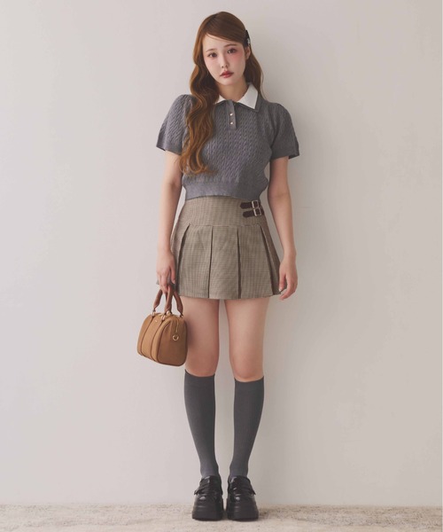one after another NICE CLAUP(ワンアフターアナザーナイスクラップ)の「サイドベルトプリーツスカート(スカート・レディース・ブラウン系その他/ベージュ/グレー/ブラウン系その他2・SMALL/MEDIUM)」の6枚目の写真