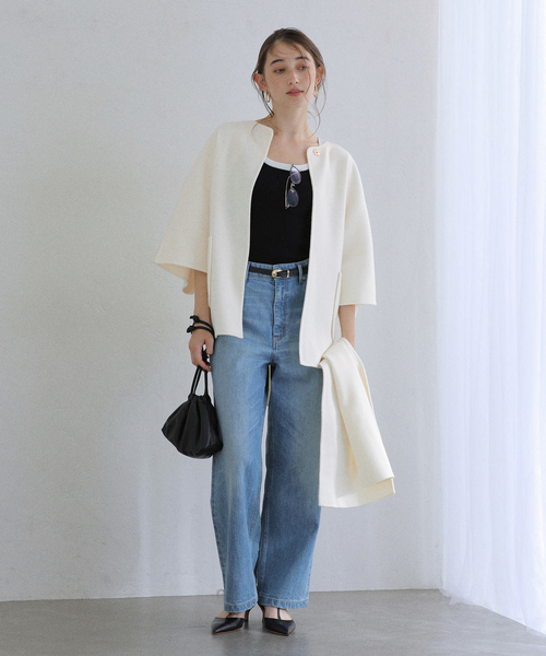 La TOTALITE（ラトータリテ）の「ストールSETポンチョリバーコート（その他アウター・レディース・ホワイト/ブラウン/キャメル・FREE）」の4枚目の写真