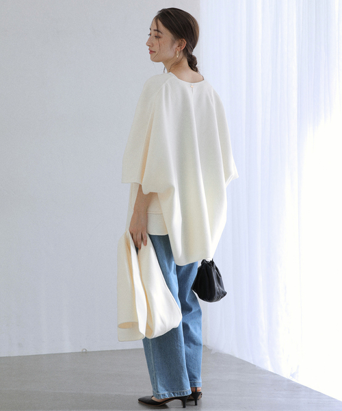 La TOTALITE（ラトータリテ）の「ストールSETポンチョリバーコート（その他アウター・レディース・ホワイト/ブラウン/キャメル・FREE）」の6枚目の写真