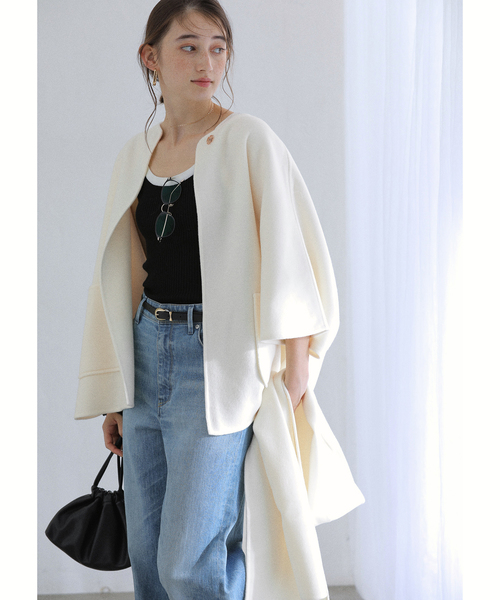 La TOTALITE（ラトータリテ）の「ストールSETポンチョリバーコート（その他アウター・レディース・ホワイト/ブラウン/キャメル・FREE）」の7枚目の写真