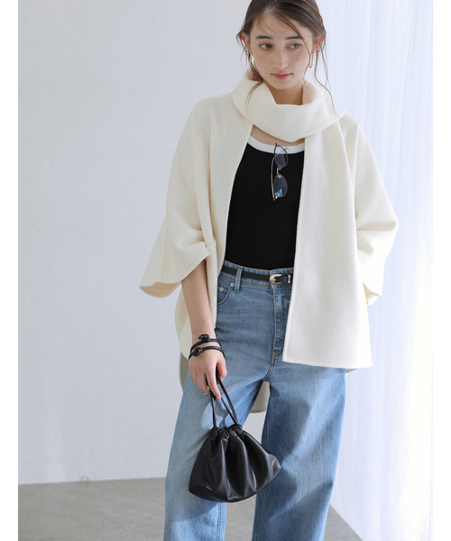 La TOTALITE（ラトータリテ）の「ストールSETポンチョリバーコート（その他アウター・レディース・ホワイト/ブラウン/キャメル・FREE）」の9枚目の写真