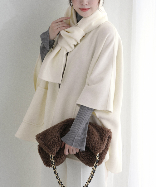 La TOTALITE（ラトータリテ）の「ストールSETポンチョリバーコート（その他アウター・レディース・ホワイト/ブラウン/キャメル・FREE）」の22枚目の写真