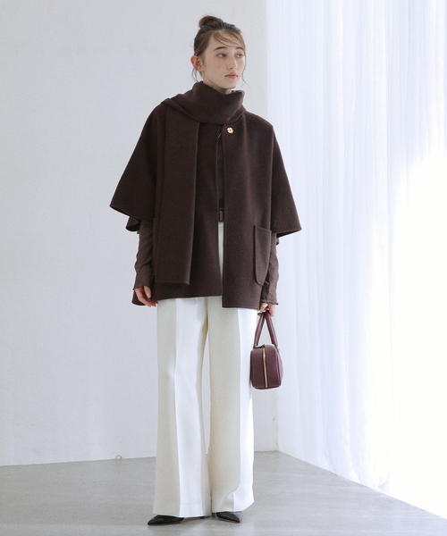 La TOTALITE（ラトータリテ）の「ストールSETポンチョリバーコート（その他アウター・レディース・ホワイト/ブラウン/キャメル・FREE）」の19枚目の写真