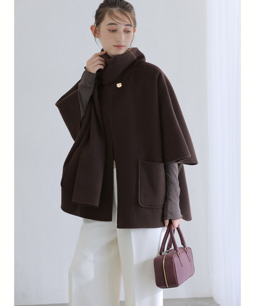 La TOTALITE（ラトータリテ）の「ストールSETポンチョリバーコート（その他アウター・レディース・ホワイト/ブラウン/キャメル・FREE）」の16枚目の写真