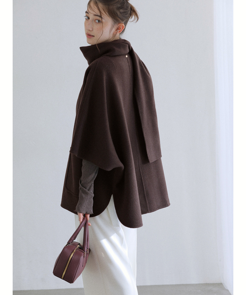 La TOTALITE（ラトータリテ）の「ストールSETポンチョリバーコート（その他アウター・レディース・ホワイト/ブラウン/キャメル・FREE）」の14枚目の写真