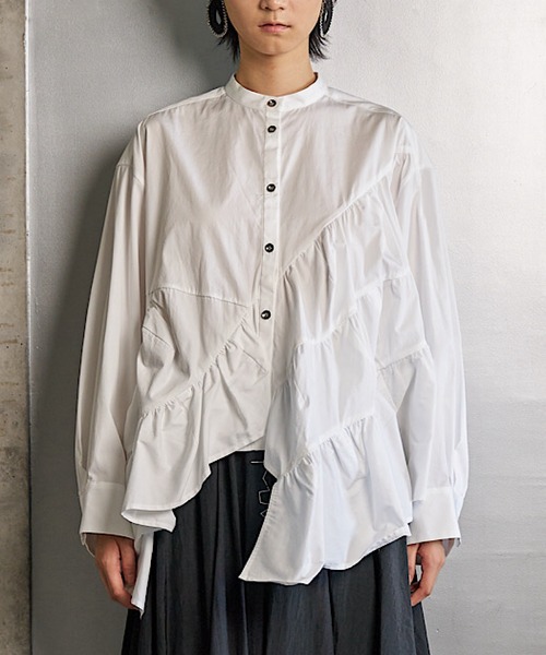 Typewriter Gathered Blouse / タイプライターギャザーブラウス 