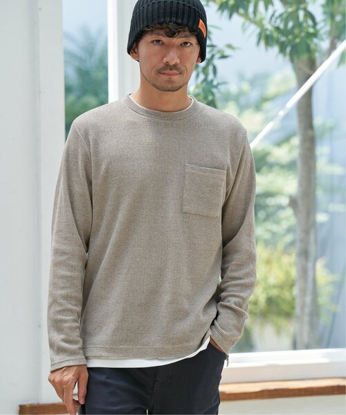 ikka(イッカ)の「メランジワッフルポケフェイクロンT(Tシャツ/カットソー・メンズ・ブラック/ベージュ/ワイン/ライム/ネイビー・S/M/L/XL)」の7枚目の写真
