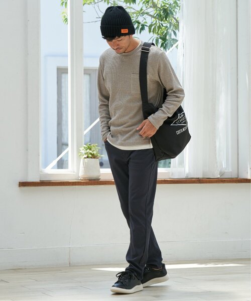 ikka(イッカ)の「メランジワッフルポケフェイクロンT(Tシャツ/カットソー・メンズ・ブラック/ベージュ/ワイン/ライム/ネイビー・S/M/L/XL)」の9枚目の写真