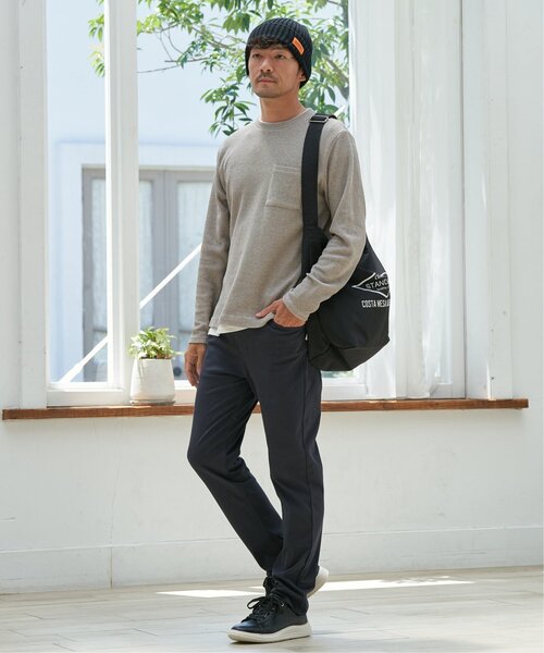 ikka(イッカ)の「メランジワッフルポケフェイクロンT(Tシャツ/カットソー・メンズ・ブラック/ベージュ/ワイン/ライム/ネイビー・S/M/L/XL)」の10枚目の写真