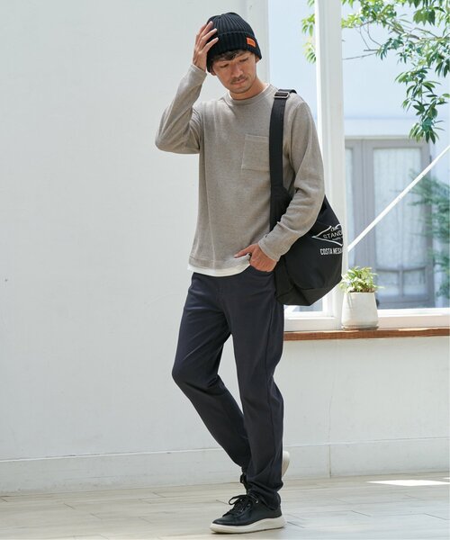 ikka(イッカ)の「メランジワッフルポケフェイクロンT(Tシャツ/カットソー・メンズ・ブラック/ベージュ/ワイン/ライム/ネイビー・S/M/L/XL)」の11枚目の写真