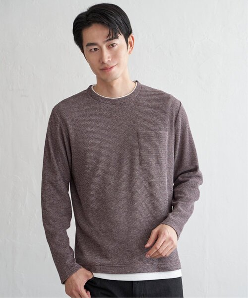 ikka(イッカ)の「メランジワッフルポケフェイクロンT(Tシャツ/カットソー・メンズ・ブラック/ベージュ/ワイン/ライム/ネイビー・S/M/L/XL)」の19枚目の写真