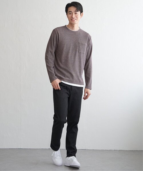 ikka(イッカ)の「メランジワッフルポケフェイクロンT(Tシャツ/カットソー・メンズ・ブラック/ベージュ/ワイン/ライム/ネイビー・S/M/L/XL)」の20枚目の写真
