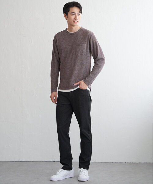 ikka(イッカ)の「メランジワッフルポケフェイクロンT(Tシャツ/カットソー・メンズ・ブラック/ベージュ/ワイン/ライム/ネイビー・S/M/L/XL)」の22枚目の写真