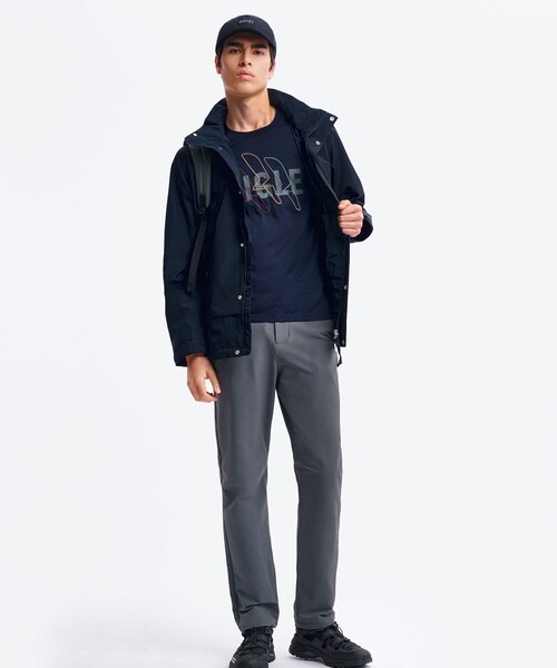 AIGLE(エーグル)の「吸水速乾 抗菌防臭 ロゴプリントTシャツ(Tシャツ/カットソー・メンズ・ダークネイビー/ベージュ・S/XL/L/M)」の3枚目の写真