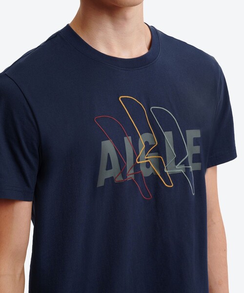AIGLE(エーグル)の「吸水速乾 抗菌防臭 ロゴプリントTシャツ(Tシャツ/カットソー・メンズ・ダークネイビー/ベージュ・S/XL/L/M)」の4枚目の写真