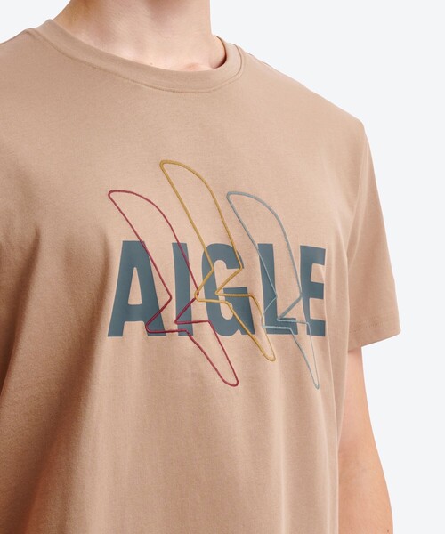 AIGLE(エーグル)の「吸水速乾 抗菌防臭 ロゴプリントTシャツ(Tシャツ/カットソー・メンズ・ダークネイビー/ベージュ・S/XL/L/M)」の12枚目の写真
