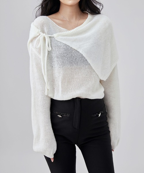 Lace Ladies(レースレディース)の「ボレロ風 フェイクレイヤード デザイン ニット プルオーバー(ニット/セーター・レディース・ブラウン/ホワイト/グレー・FREE)」の21枚目の写真