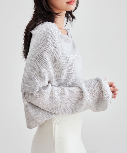 Lace Ladies(レースレディース)の「ボレロ風 フェイクレイヤード デザイン ニット プルオーバー(ニット/セーター・レディース・ブラウン/ホワイト/グレー・FREE)」の6枚目の写真