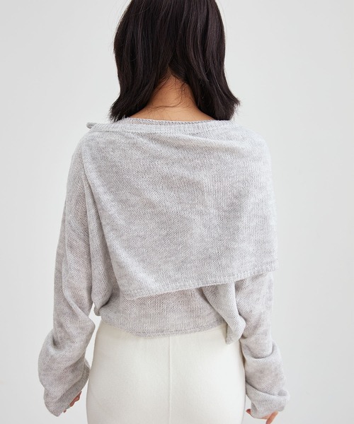 Lace Ladies(レースレディース)の「ボレロ風 フェイクレイヤード デザイン ニット プルオーバー(ニット/セーター・レディース・ブラウン/ホワイト/グレー・FREE)」の7枚目の写真
