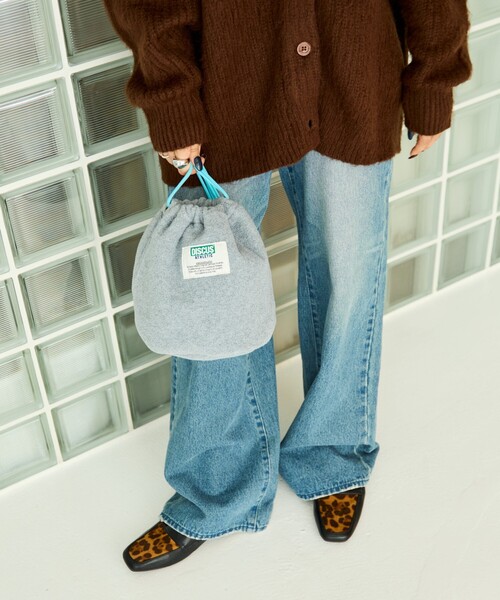 FREAK'S STORE（フリークスストア）の「限定展開 DISCUS ATHLETIC × FREAK'S STORE/ディスカス アスレチック 別注 フリース 配色 巾着 バッグ（ショルダーバッグ・レディース・ブラック/グレー/ネイビー・ONE SIZE）」の10枚目の写真