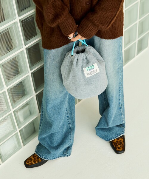 FREAK'S STORE（フリークスストア）の「限定展開 DISCUS ATHLETIC × FREAK'S STORE/ディスカス アスレチック 別注 フリース 配色 巾着 バッグ（ショルダーバッグ・レディース・ブラック/グレー/ネイビー・ONE SIZE）」の11枚目の写真